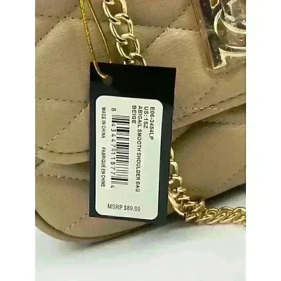 NEW! Bebe Women's Abigail Smooth Flap Shoulder Bag In Beige NWT $89 - Picture 5 of 5